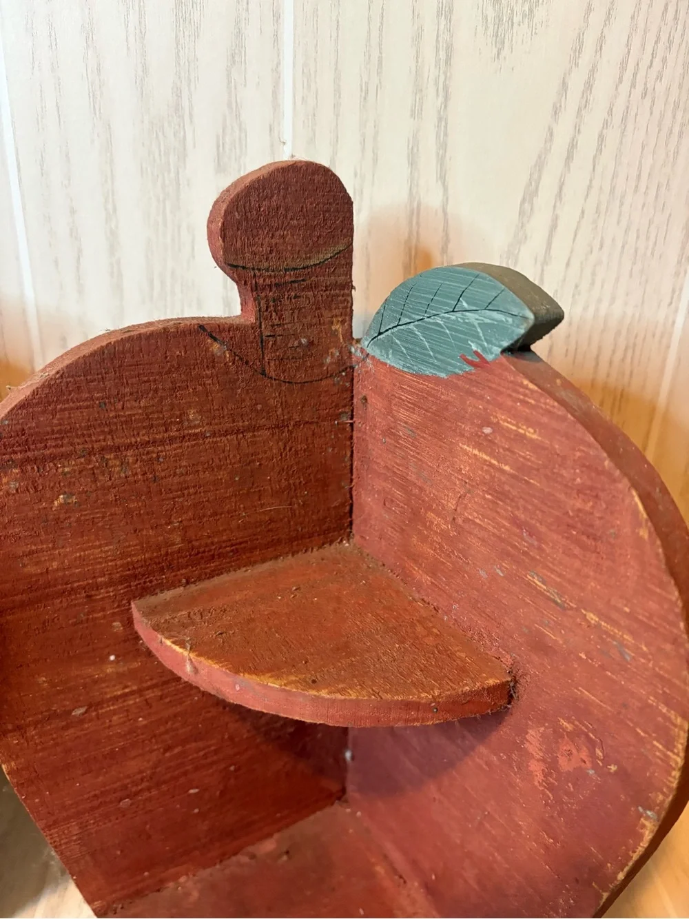 Wooden Apple-Shaped Wall Shelf Rack Set Of 2 Kitsch